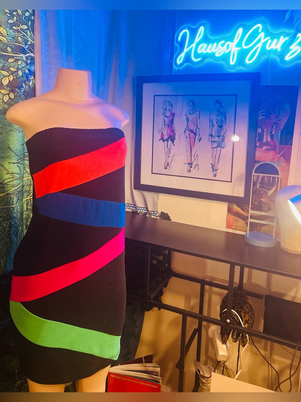 Forever 21 Plus Black Color Stripe Strapless Body-con Dress - Picture 4 of 8